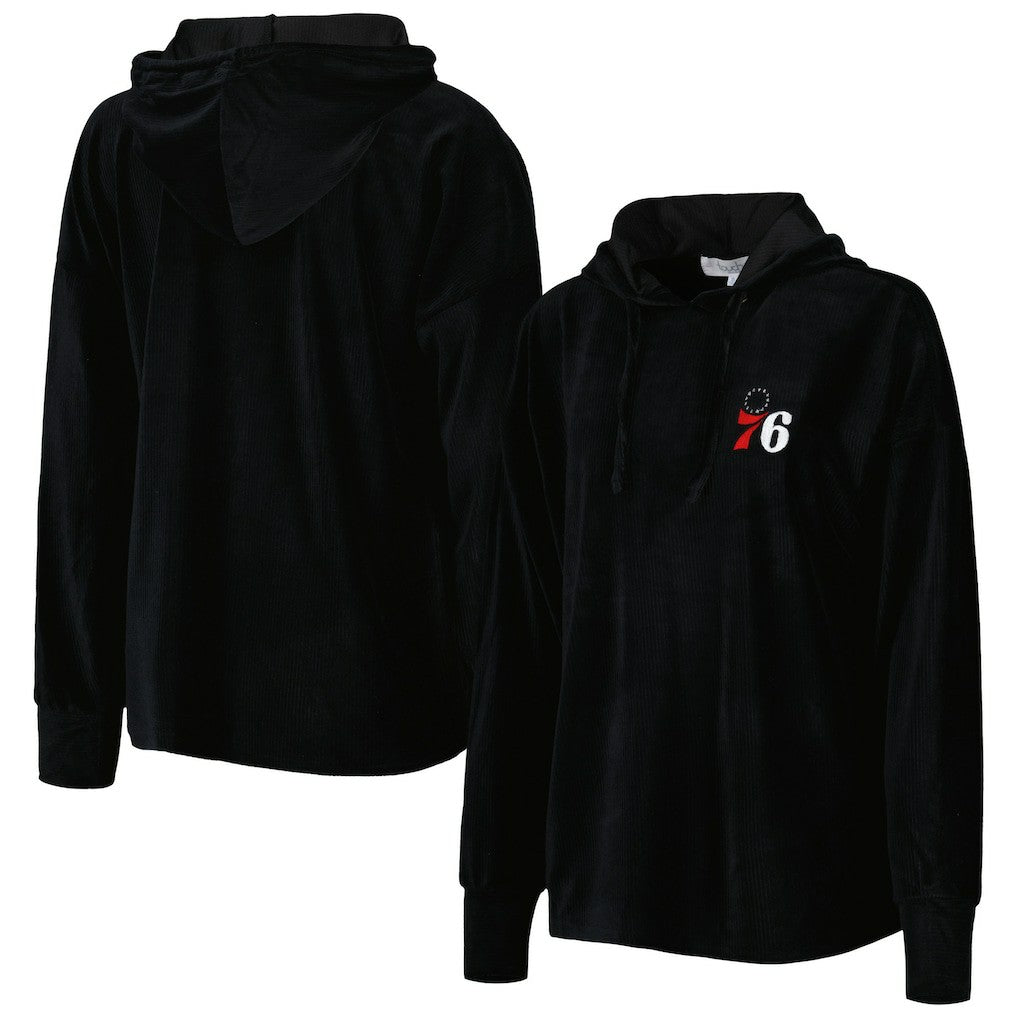 Philadelphia 76ers Touch Women's End Line Velour Pullover Hoodie - Black online