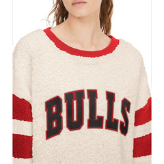 Chicago Bulls Tommy Jeans Women's Mindy Sherpa Pullover Sweatshirt - Oatmeal/Red shop