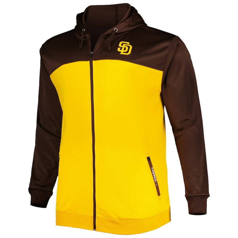 San Diego Padres Big & Tall Yoke Full-Zip Hoodie Brown/Gold