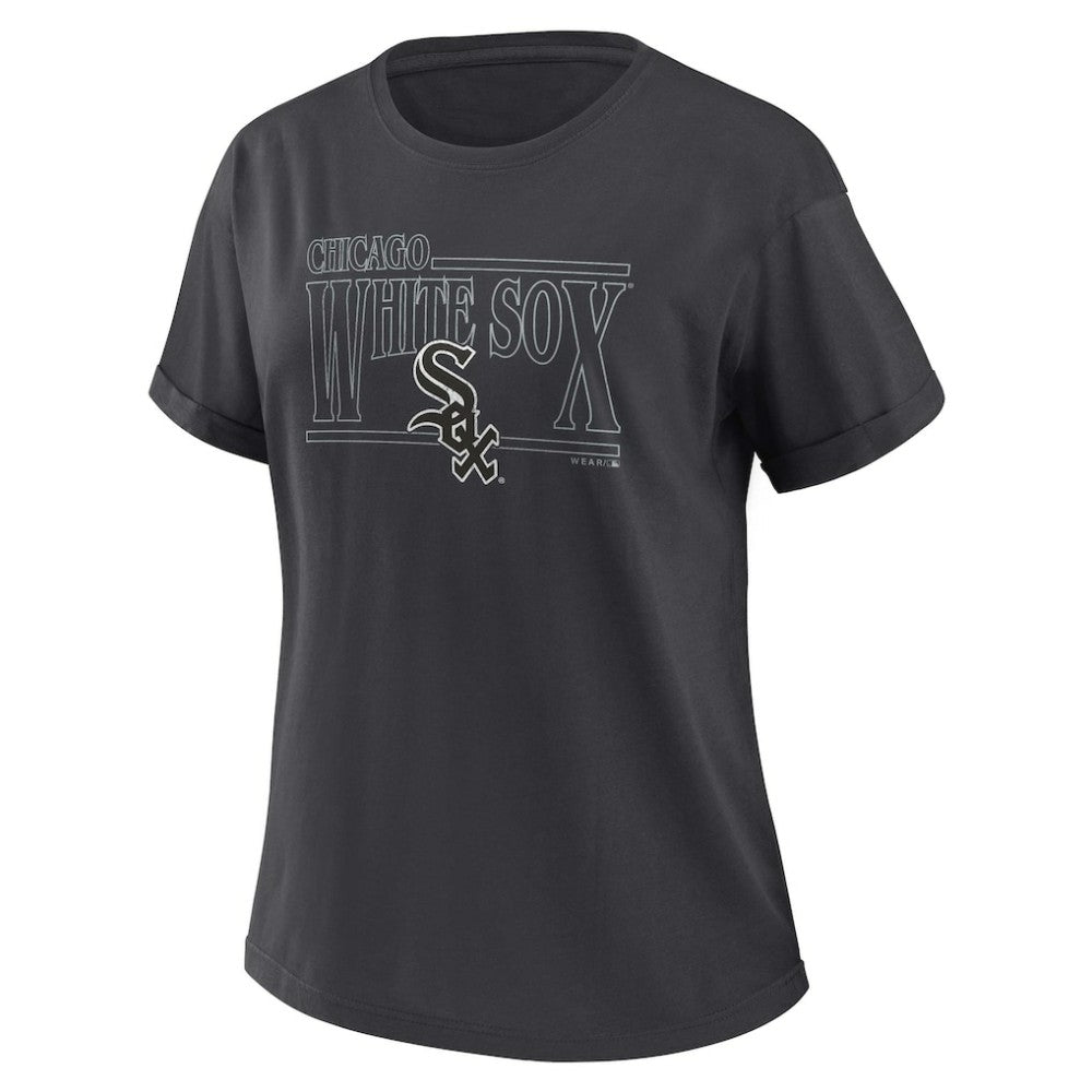 Chicago White Sox WEAR by Erin Andrews Women's Oversized Boyfriend T-Shirt Charcoal