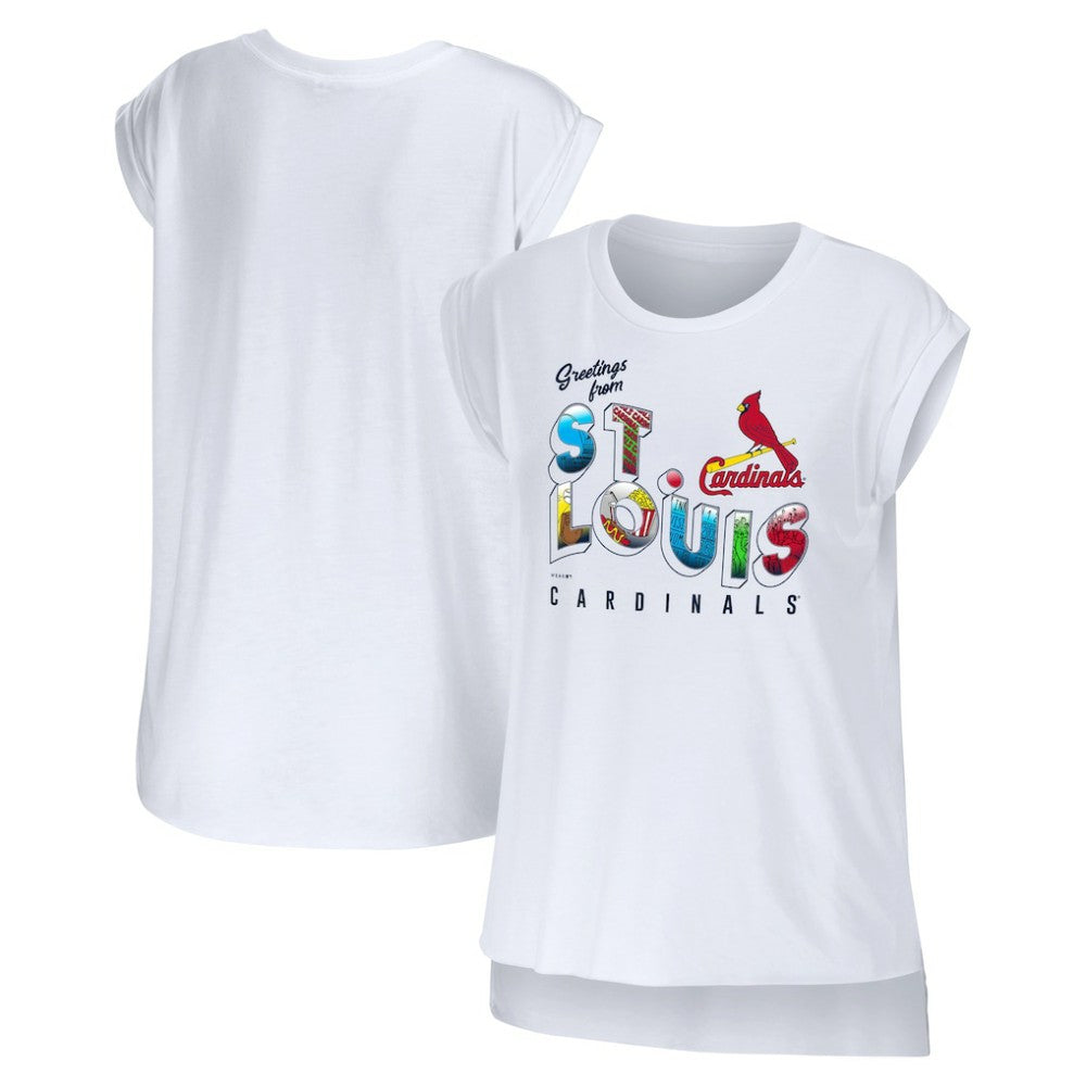St. Louis Cardinals WEAR by Erin Andrews Women's Greetings From T-Shirt White