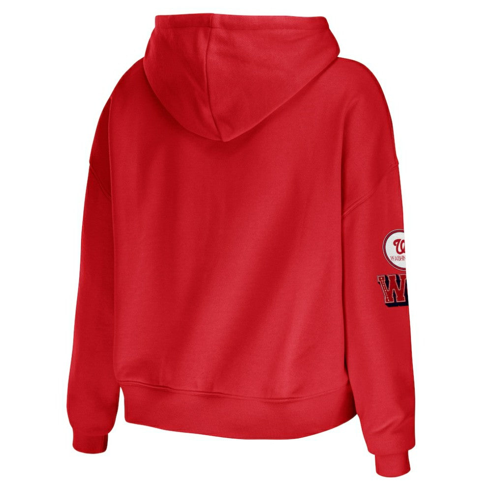 Washington Nationals WEAR by Erin Andrews Women's Modest Patches Cropped Pullover Hoodie Red