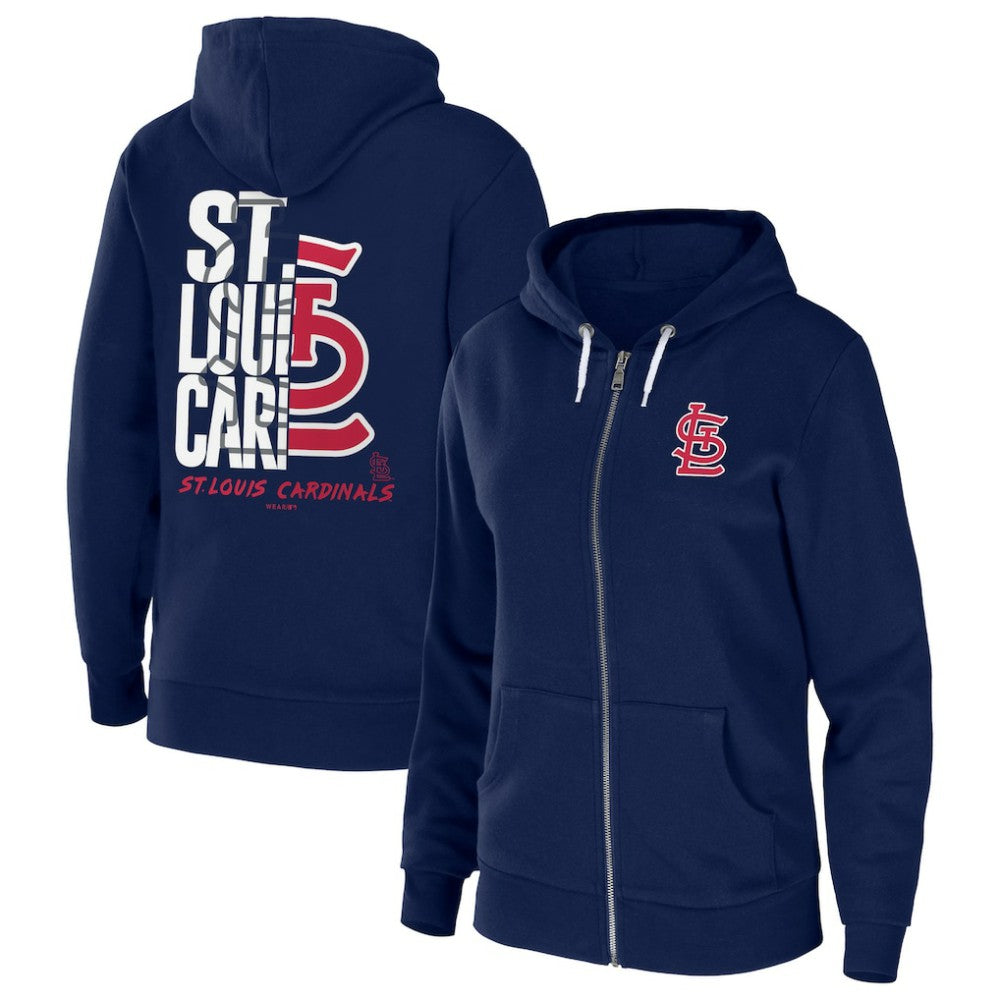 St. Louis Cardinals WEAR by Erin Andrews Women's Sponge Fleece Full-Zip Hoodie Navy