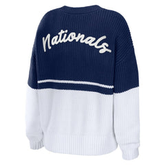 Washington Nationals WEAR by Erin Andrews Women's Chunky Pullover Sweatshirt Navy/White