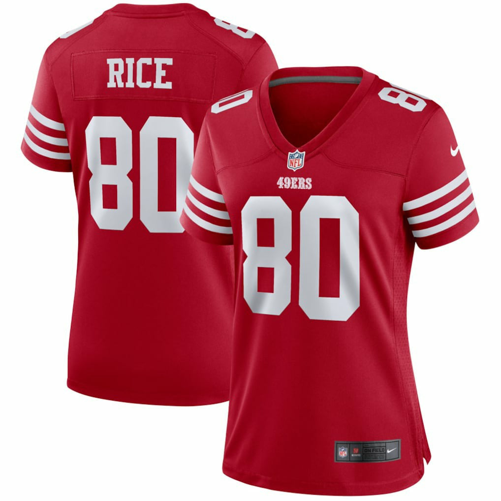 Jerry Rice San Francisco 49ers Women's Retired Player Game Jersey - Scarlet on sale