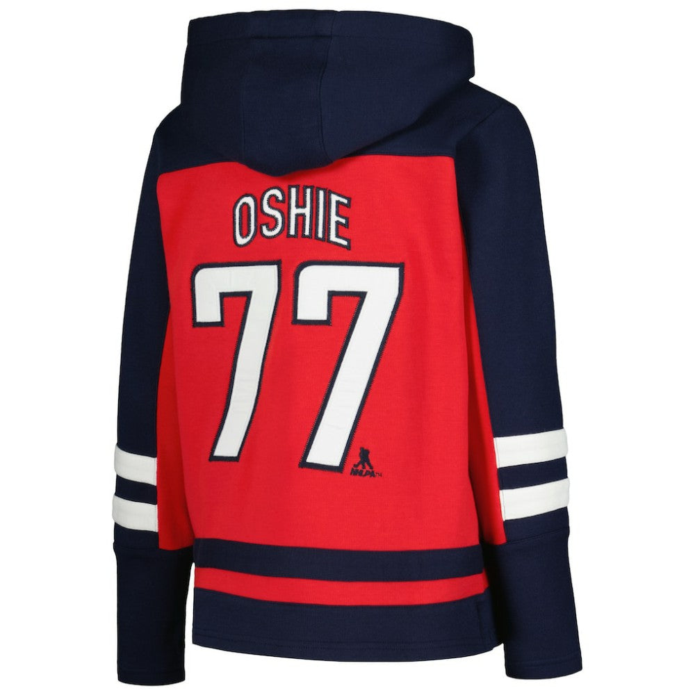 TJ Oshie Washington Capitals Youth Ageless Must-Have V-Neck Name & Number Pullover Hoodie - Red Hoodies