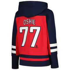 TJ Oshie Washington Capitals Youth Ageless Must-Have V-Neck Name & Number Pullover Hoodie - Red Hoodies