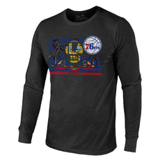 Philadelphia 76ers Majestic Threads City and State Tri-Blend Long Sleeve T-Shirt - Black online