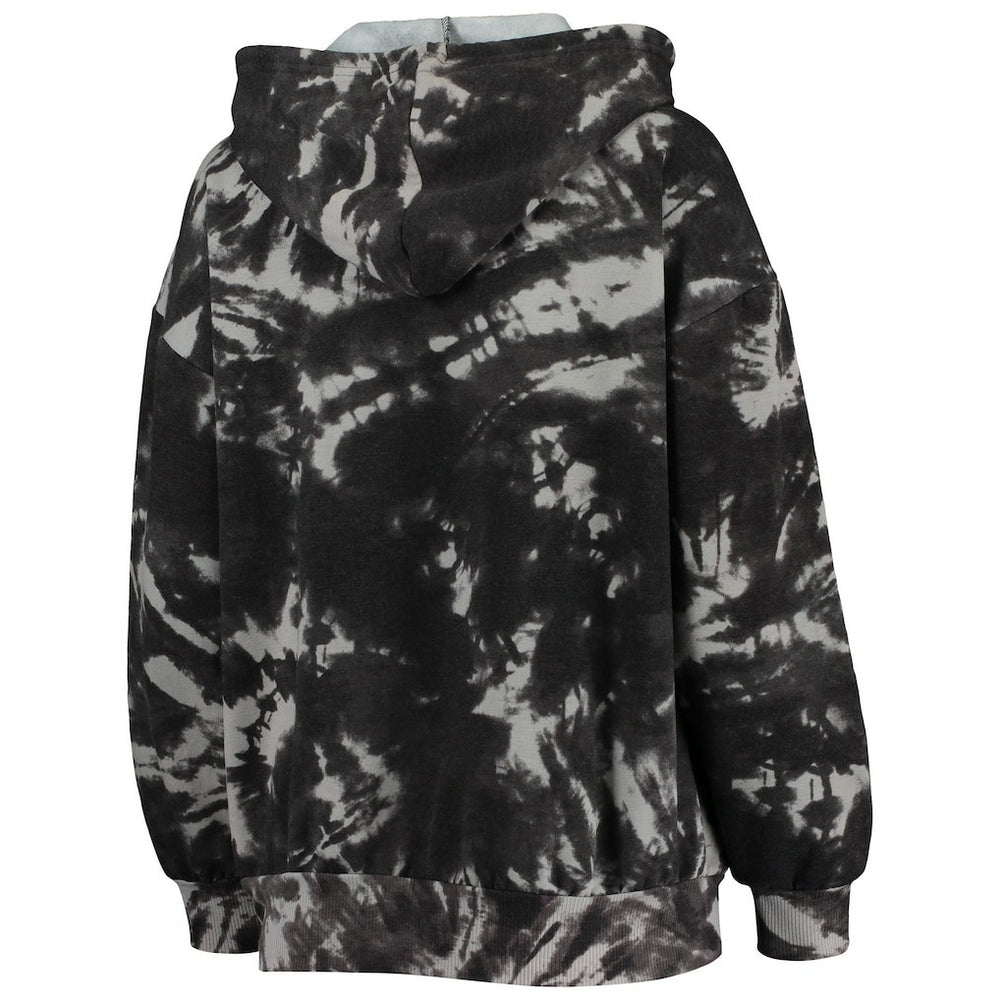Chicago Bulls Majestic Threads Women's Burble Tie-Dye Tri-Blend Pullover Hoodie - Black for sale