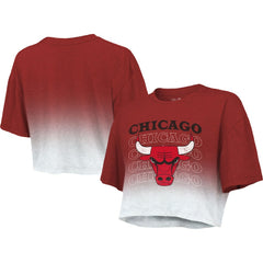 Chicago Bulls Majestic Threads Women's Repeat Dip-Dye Cropped T-Shirt sale - Red/White for sale