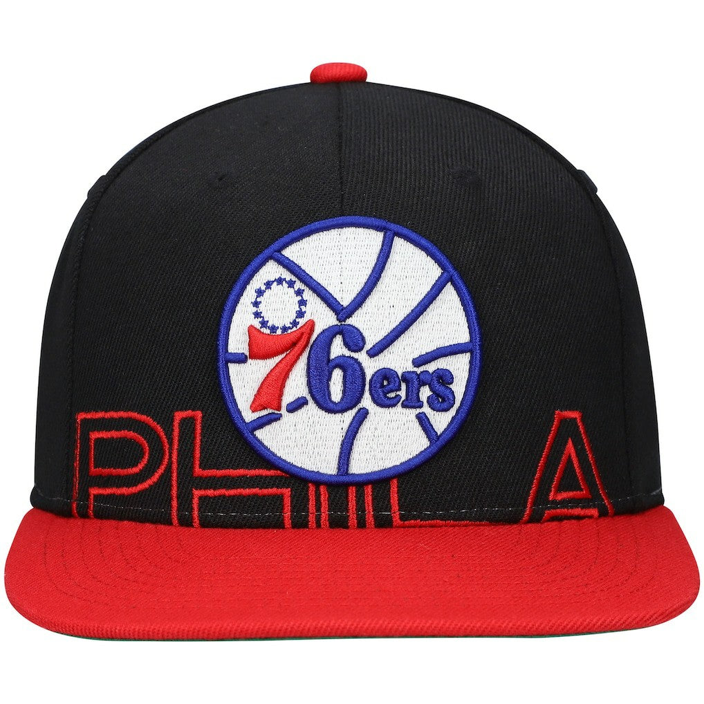 Philadelphia 76ers Hardwood Classics Low Big Face Snapback Hat - Black/Red for sale