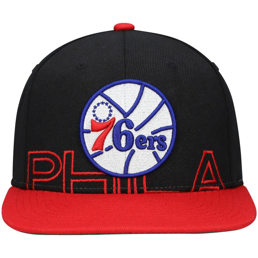 Philadelphia 76ers Hardwood Classics Low Big Face Snapback Hat - Black/Red for sale