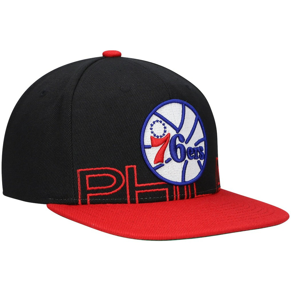 Philadelphia 76ers Hardwood Classics Low Big Face Snapback Hat - Black/Red for sale