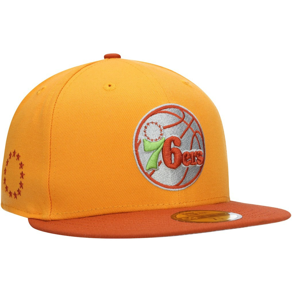 Philadelphia 76ers 59FIFTY Fitted Hat - Gold/Rust online