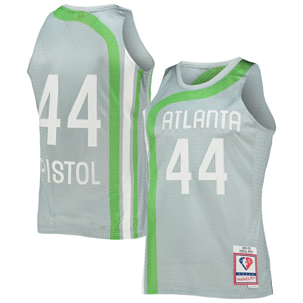 Pete Maravich Atlanta Hawks 75th Anniversary 1971/72 Hardwood Classics Swingman Jersey - Silver online