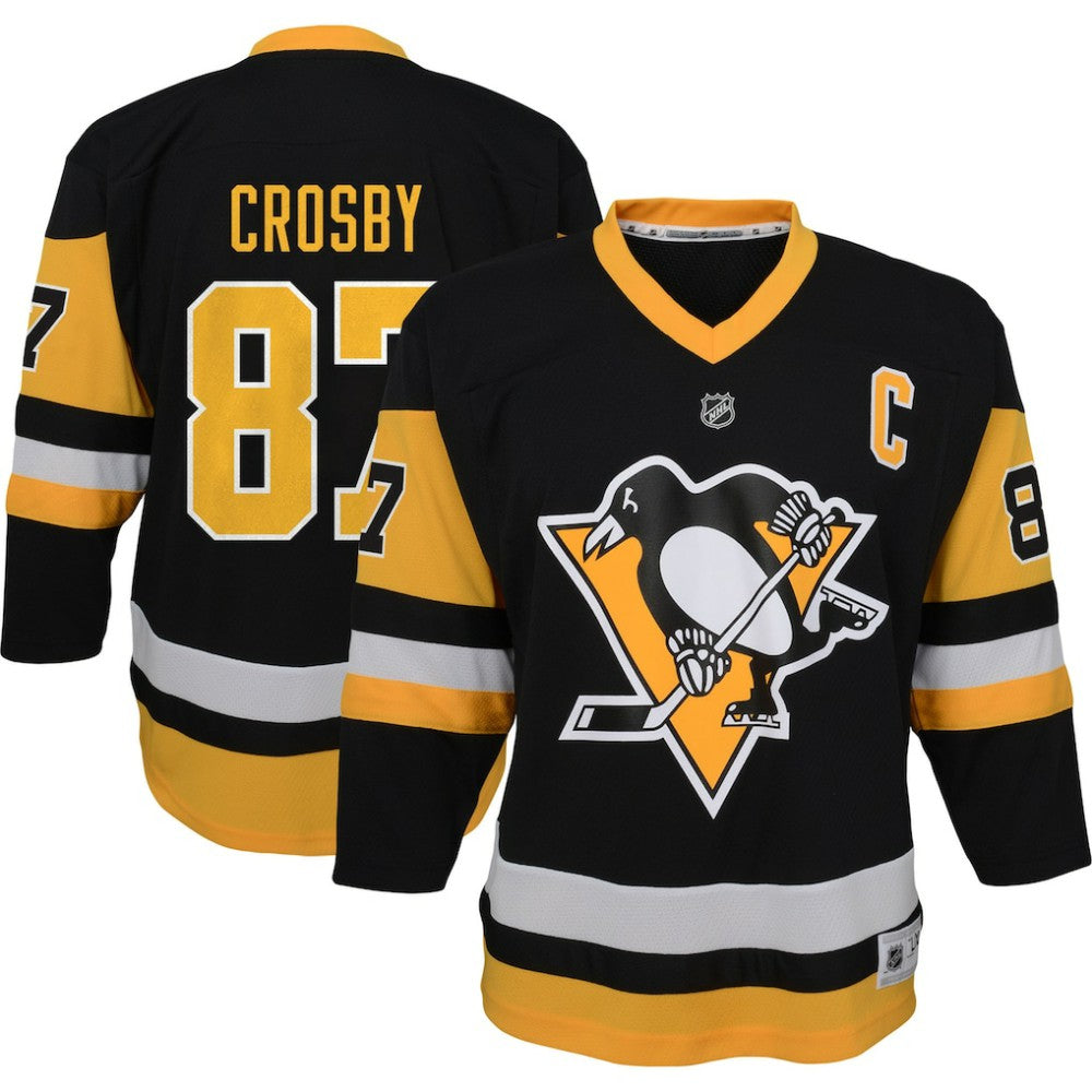 Sidney Crosby Pittsburgh Penguins Youth Captain Patch Home Replica Player Jersey - Black Jerseys
