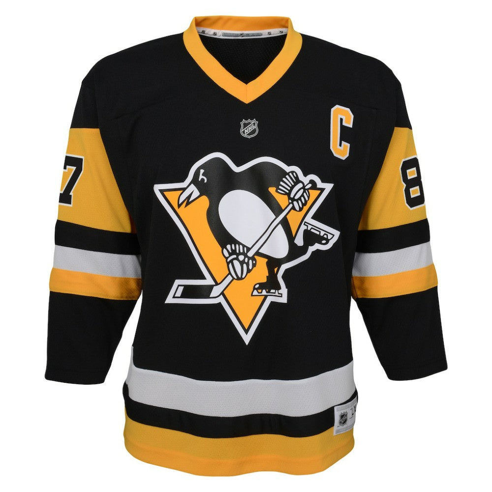 Sidney Crosby Pittsburgh Penguins Youth Captain Patch Home Replica Player Jersey - Black Jerseys