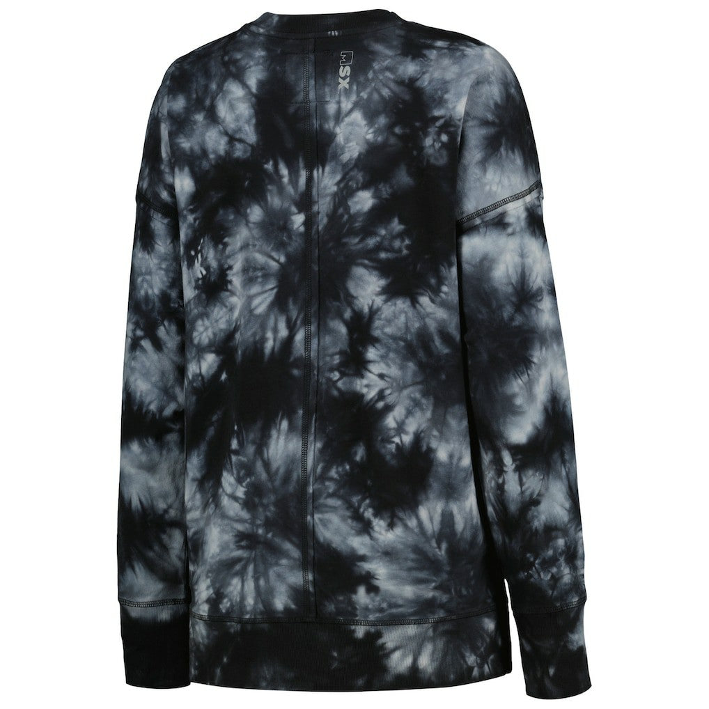 Cleveland Browns MSX by Michael Strahan Women's Bailey Tie-Dye Tri-Blend Pullover Sweatshirt - Black discount