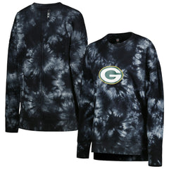 Green Bay Packers MSX by Michael Strahan Women's Bailey Tie-Dye Tri-Blend Pullover Sweatshirt - Black on sale