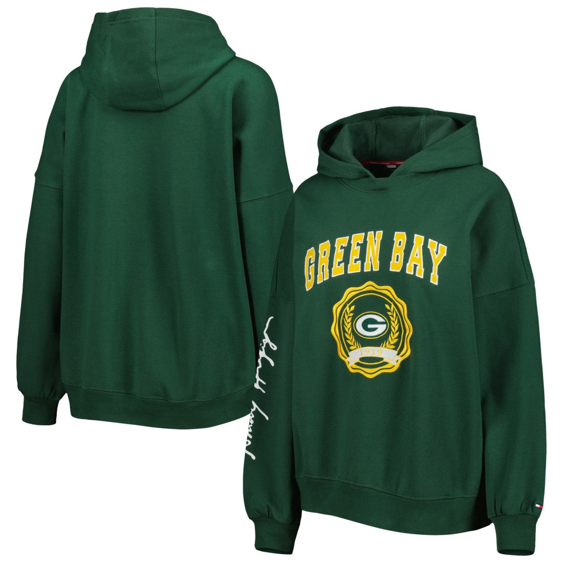 Green Bay Packers Tommy Hilfiger Women's Becca Drop Shoulder Pullover Hoodie - Green cheap