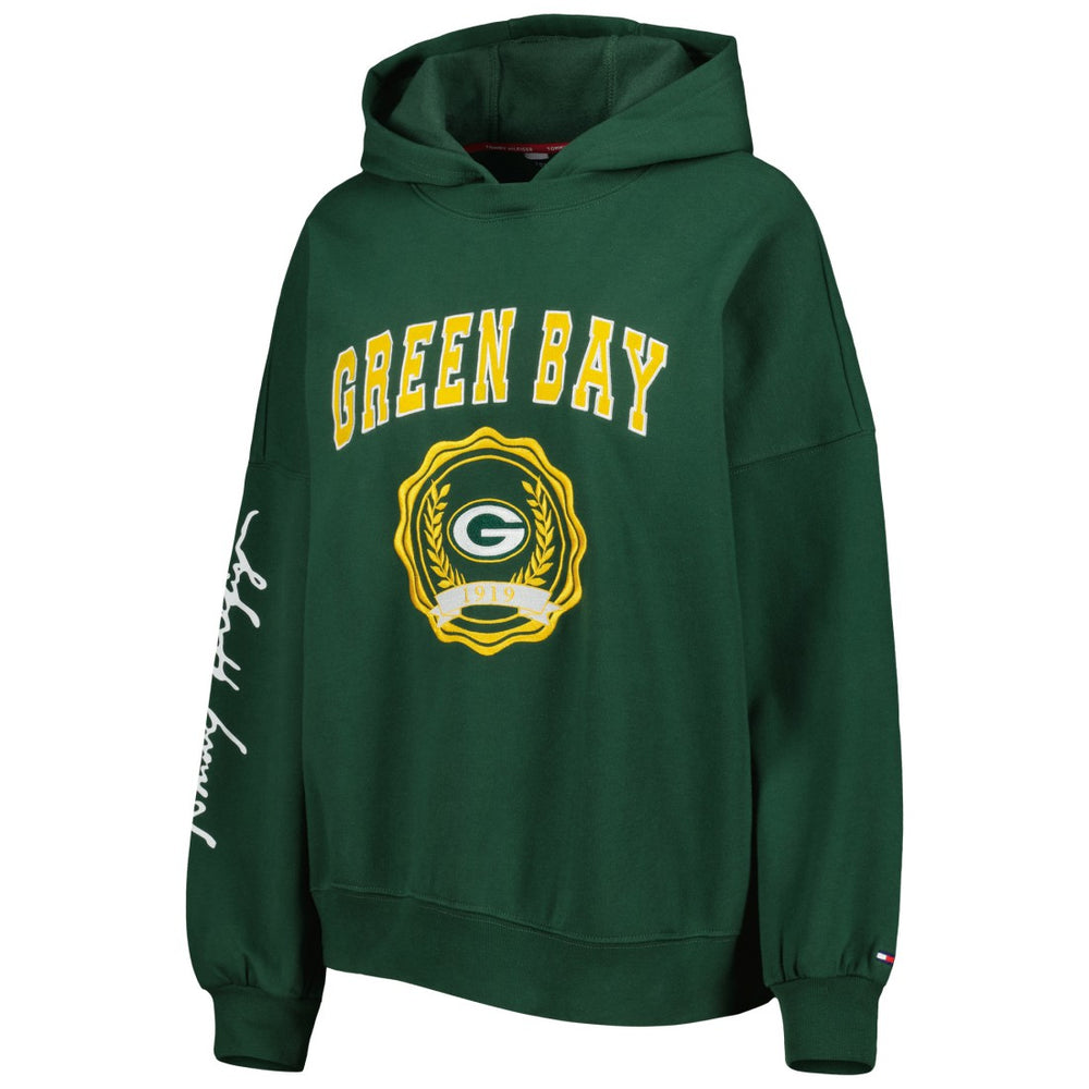 Green Bay Packers Tommy Hilfiger Women's Becca Drop Shoulder Pullover Hoodie - Green cheap