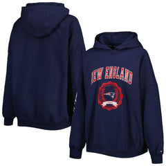 New England Patriots Tommy Hilfiger Women's Becca Drop Shoulder Pullover Hoodie - Navy discount