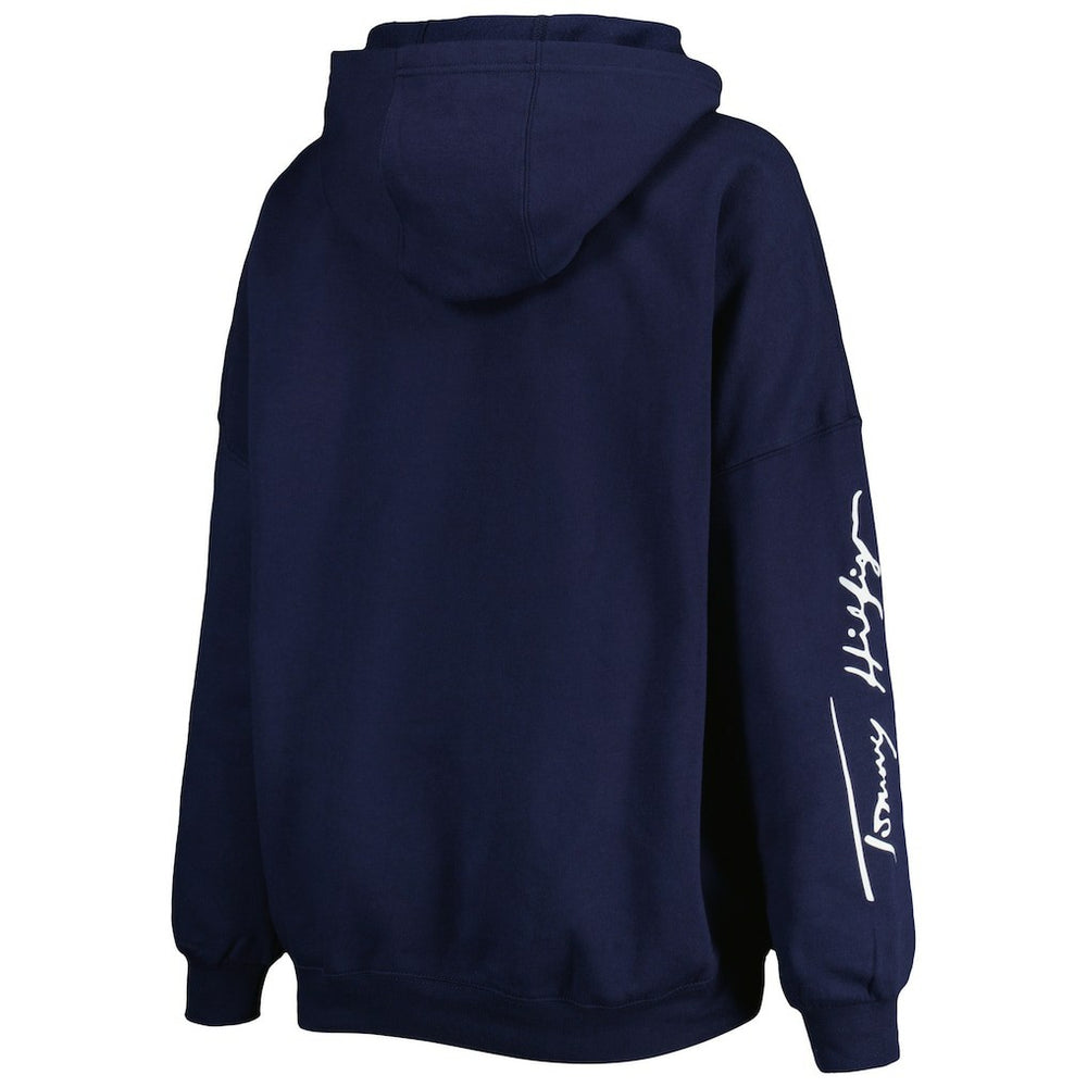New England Patriots Tommy Hilfiger Women's Becca Drop Shoulder Pullover Hoodie - Navy discount