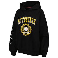Pittsburgh Steelers Tommy Hilfiger Women's Becca Drop Shoulder Pullover Hoodie - Black for sale