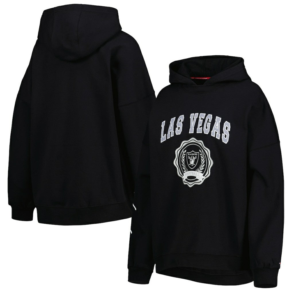 Las Vegas Raiders Tommy Hilfiger Women's Becca Drop Shoulder Pullover Hoodie - Black discount