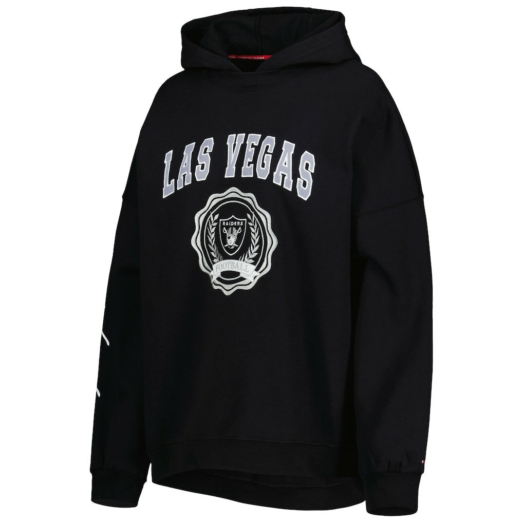 Las Vegas Raiders Tommy Hilfiger Women's Becca Drop Shoulder Pullover Hoodie - Black discount