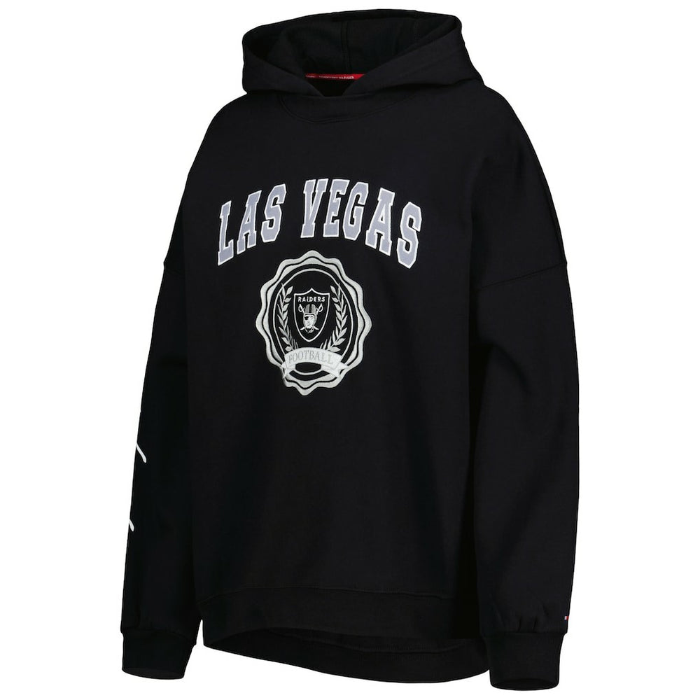 Las Vegas Raiders Tommy Hilfiger Women's Becca Drop Shoulder Pullover Hoodie - Black discount