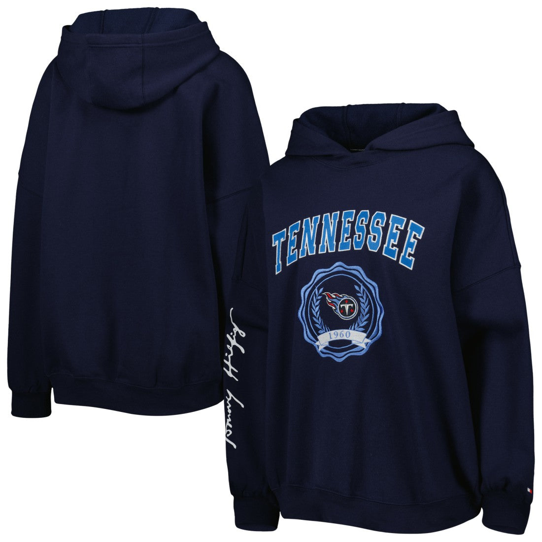 Tennessee Titans Tommy Hilfiger Women's Becca Drop Shoulder Pullover Hoodie - Navy cheap
