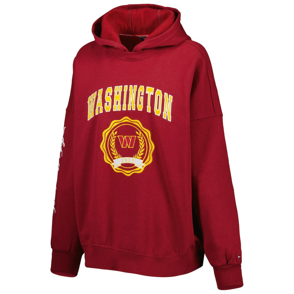 Washington Commanders Tommy Hilfiger Women's Becca Drop Shoulder Pullover Hoodie - Burgundy for sale