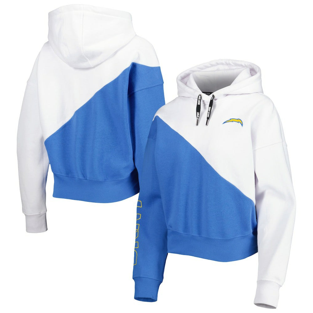 Los Angeles Chargers DKNY Sport Women's Bobbi Color Blocked Pullover Hoodie - White/Powder Blue discount