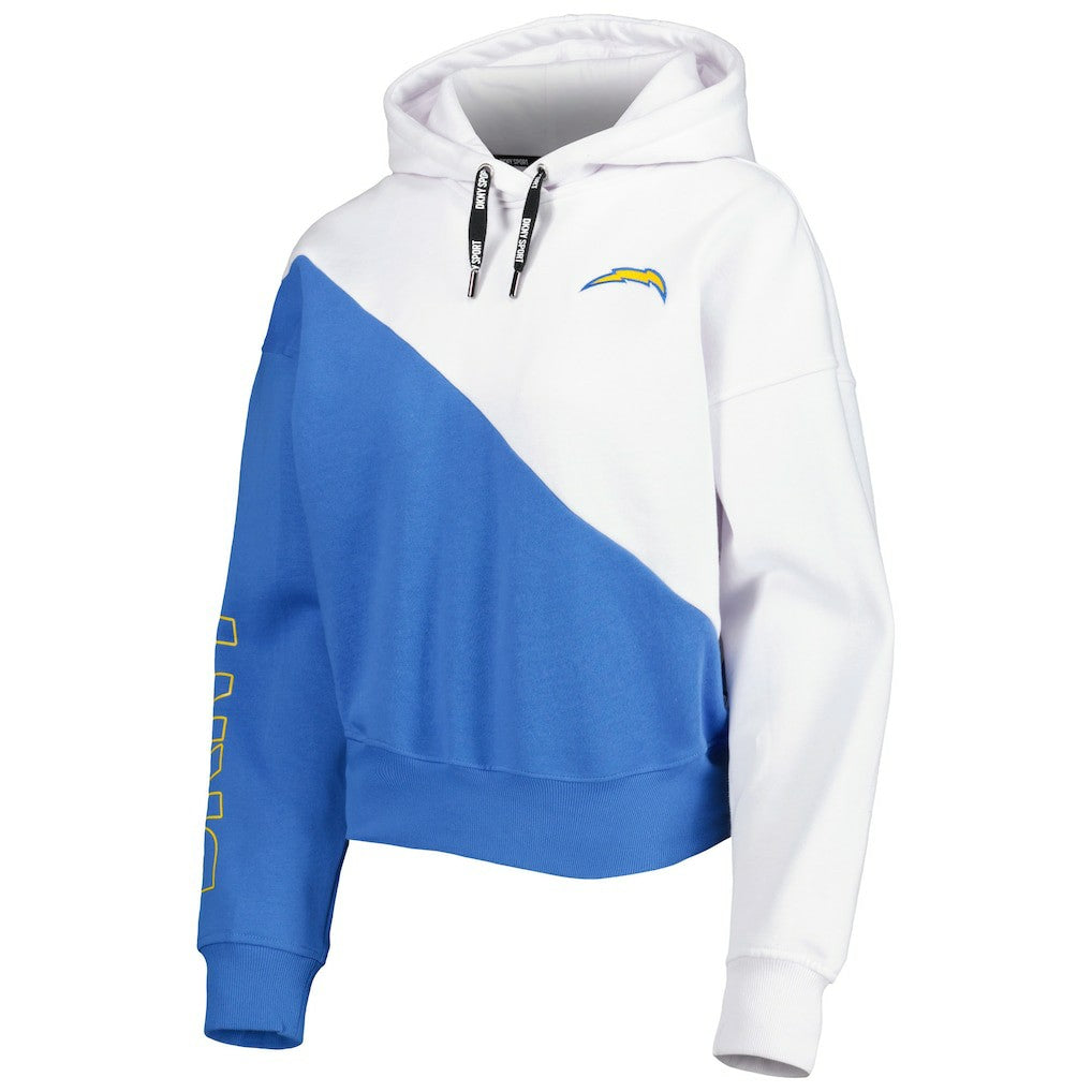 Los Angeles Chargers DKNY Sport Women's Bobbi Color Blocked Pullover Hoodie - White/Powder Blue discount