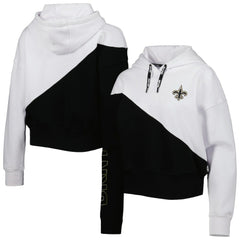 New Orleans Saints DKNY Sport Women's Bobbi Color Blocked Pullover Hoodie - White/Black cheap