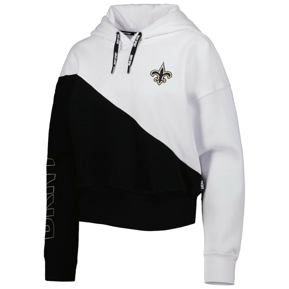 New Orleans Saints DKNY Sport Women's Bobbi Color Blocked Pullover Hoodie - White/Black cheap
