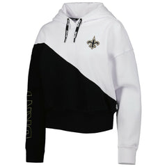 New Orleans Saints DKNY Sport Women's Bobbi Color Blocked Pullover Hoodie - White/Black cheap