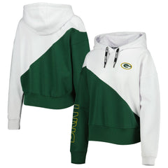 Green Bay Packers DKNY Sport Women's Bobbi Color Blocked Pullover Hoodie - White/Green on sale