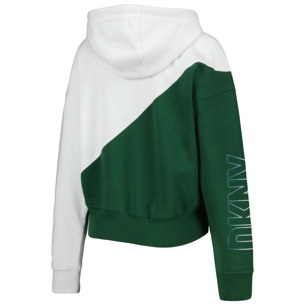 Green Bay Packers DKNY Sport Women's Bobbi Color Blocked Pullover Hoodie - White/Green on sale