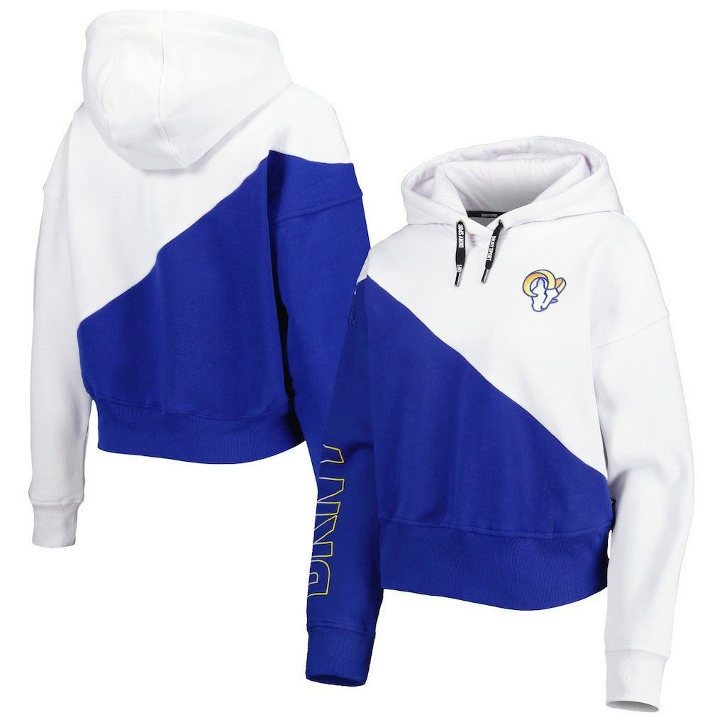 Los Angeles Rams DKNY Sport Women's Bobbi Color Blocked Pullover Hoodie - White/Royal outlet