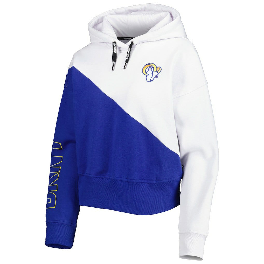 Los Angeles Rams DKNY Sport Women's Bobbi Color Blocked Pullover Hoodie - White/Royal outlet