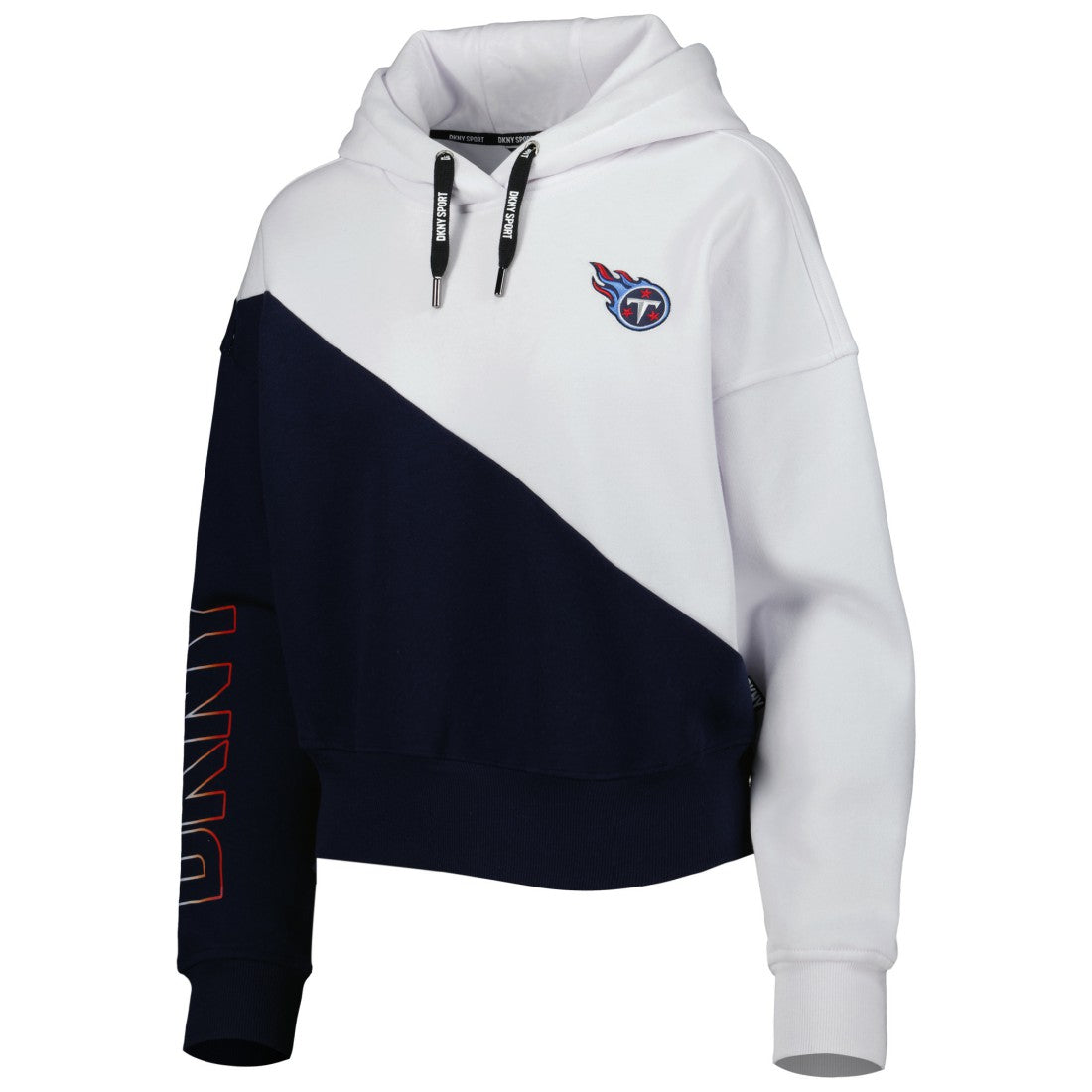 Tennessee Titans DKNY Sport Women's Bobbi Color Blocked Pullover Hoodie - White/Navy sale