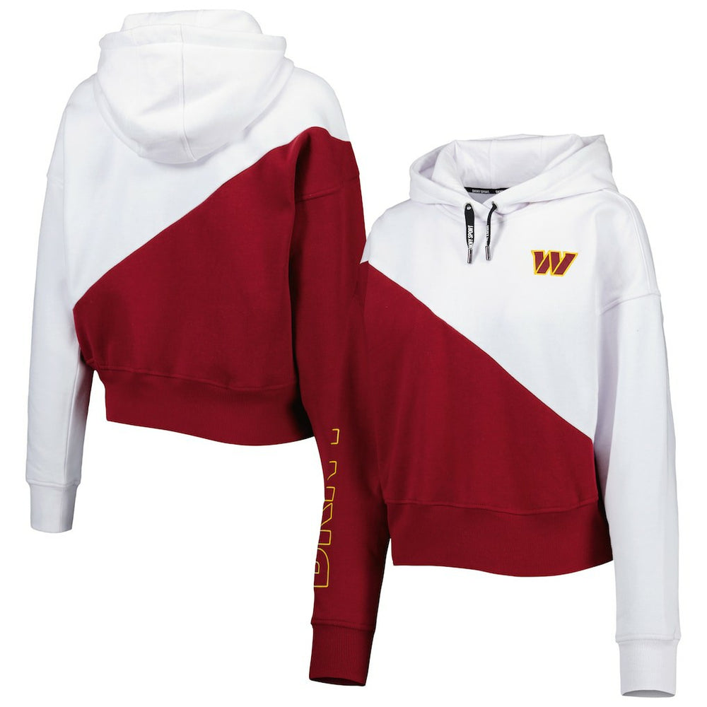 Washington Commanders DKNY Sport Women's Bobbi Color Blocked Pullover Hoodie - White/Burgundy cheap
