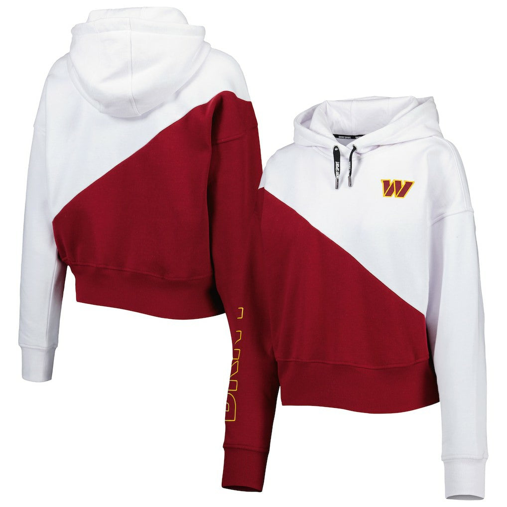 Washington Commanders DKNY Sport Women's Bobbi Color Blocked Pullover Hoodie - White/Burgundy cheap