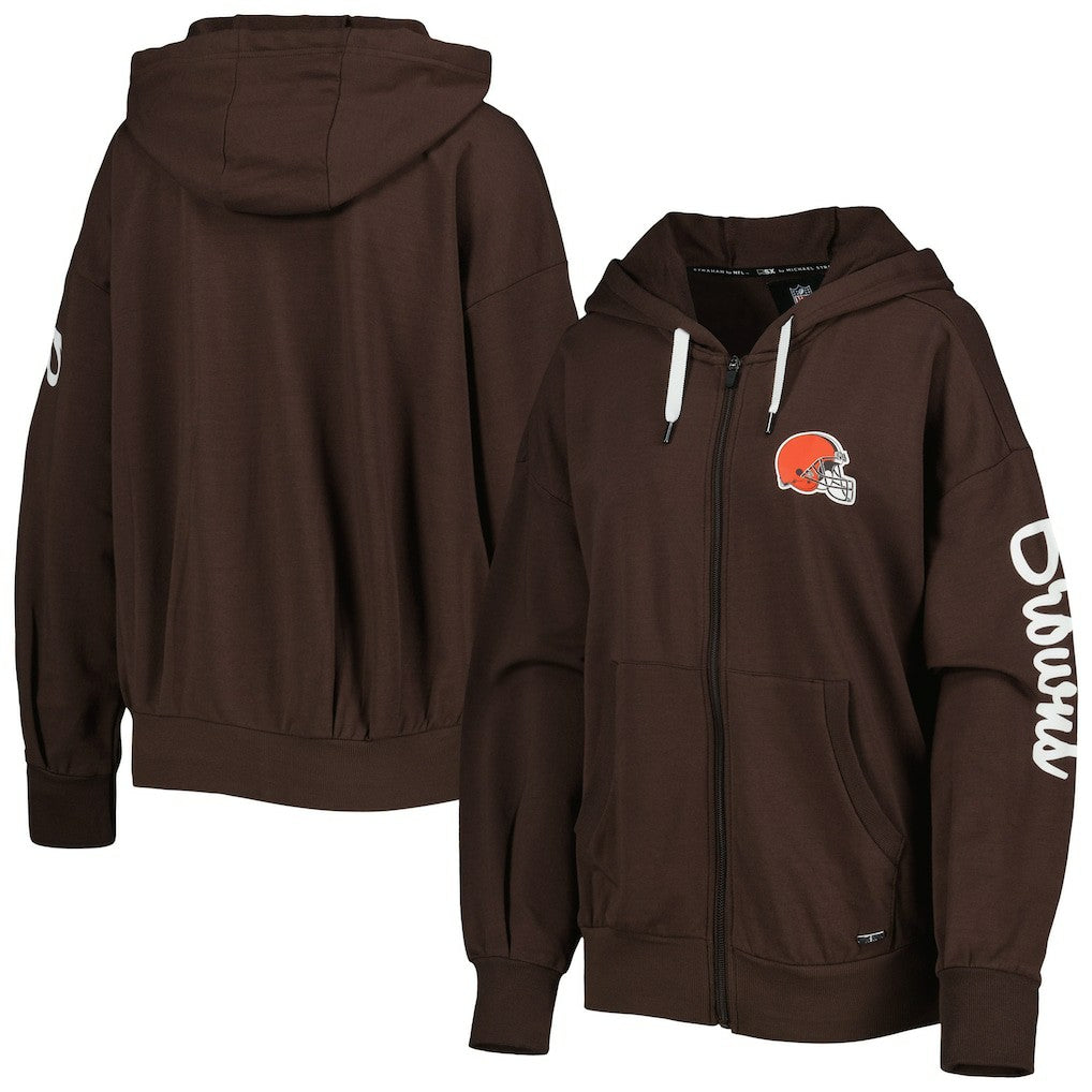 Cleveland Browns MSX by Michael Strahan Women's Emerson Lightweight Full-Zip Hoodie - Brown cheap