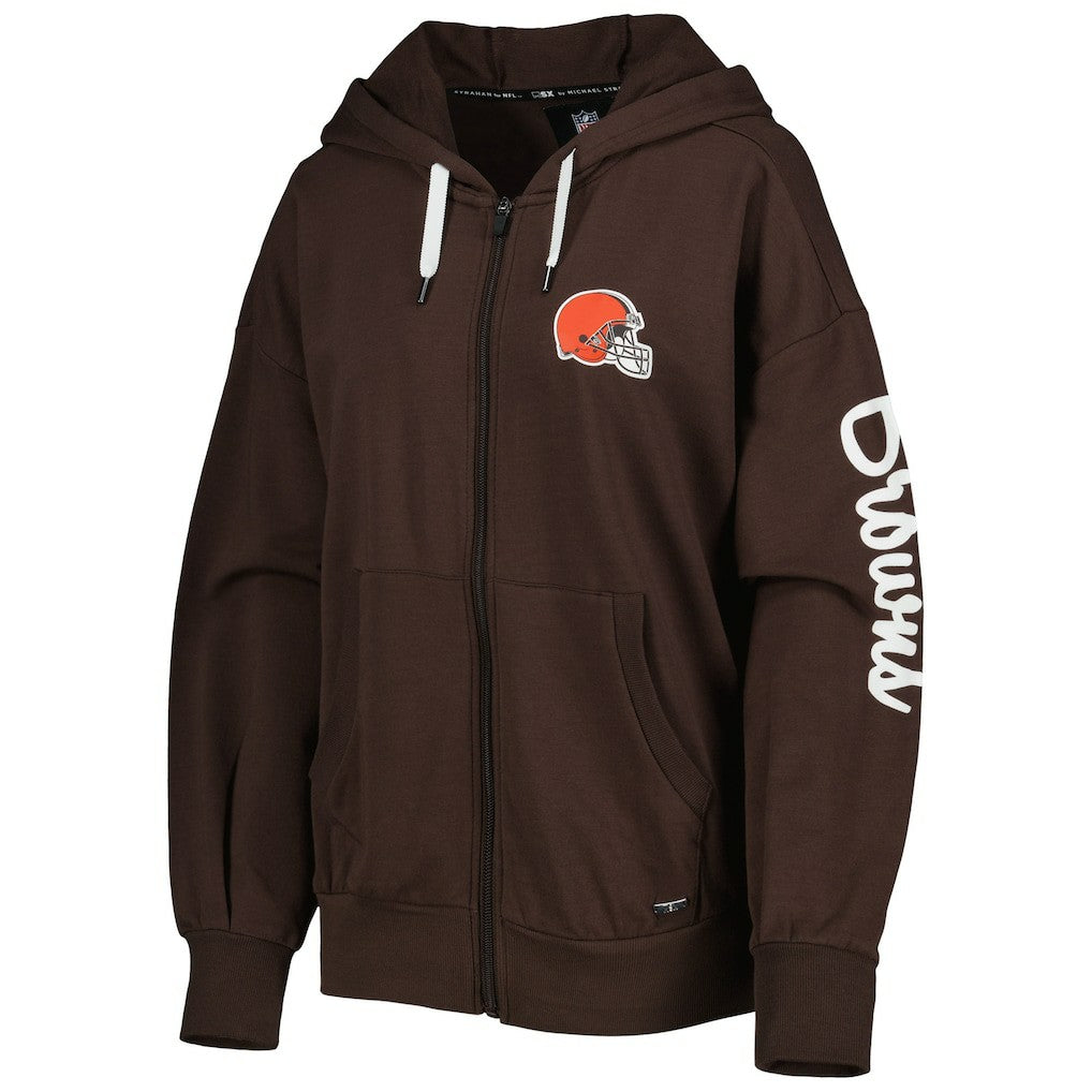 Cleveland Browns MSX by Michael Strahan Women's Emerson Lightweight Full-Zip Hoodie - Brown cheap