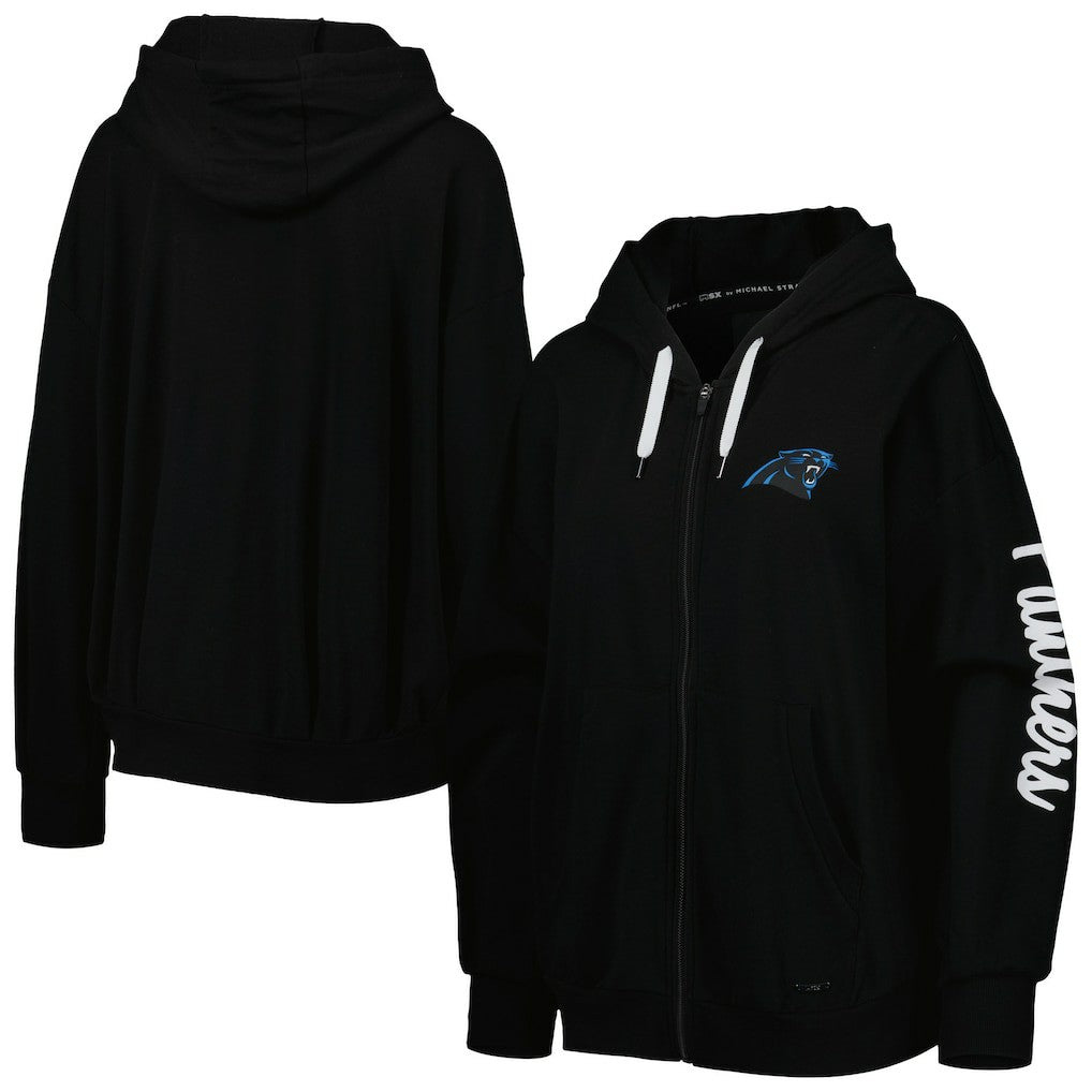 Carolina Panthers MSX by Michael Strahan Women's Emerson Lightweight Full-Zip Hoodie - Black cheap