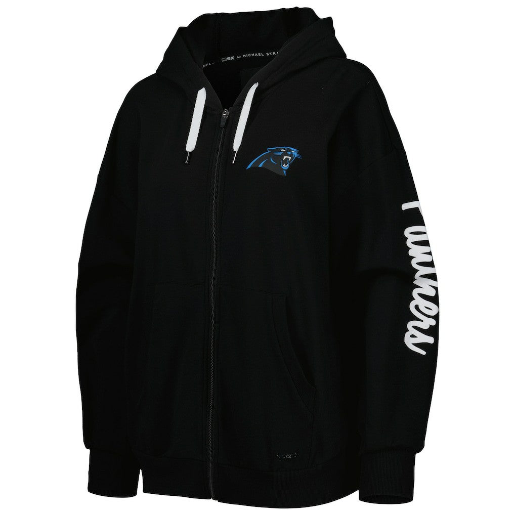 Carolina Panthers MSX by Michael Strahan Women's Emerson Lightweight Full-Zip Hoodie - Black cheap