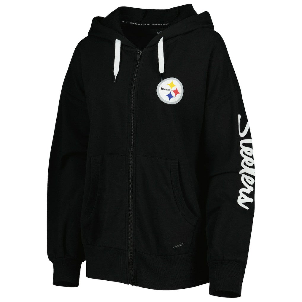 Pittsburgh Steelers MSX by Michael Strahan Women's Emerson Lightweight Full-Zip Hoodie - Black sale